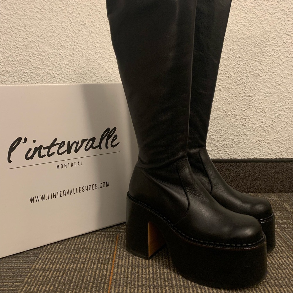 Black Leather Platform Boots